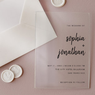 Invitations En Acrylique Script Black Wedding
