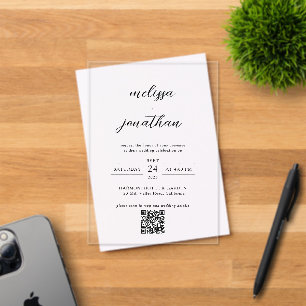 Invitations En Acrylique Script de calligraphie moderne élégant Mariage de
