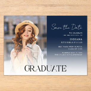 Invitations En Acrylique Script de photo de remise des diplômes Enregistrer