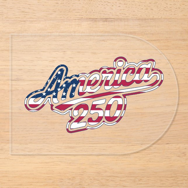 Invitations En Acrylique Script Drapeau Semiquincentenaire America 250 (Recto)