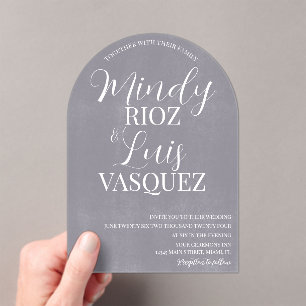 Invitations En Acrylique Script moderne Gris Washed Pierre Rustique Mariage