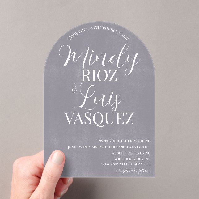 Invitations En Acrylique Script moderne Gris Washed Pierre Rustique Mariage (In situ (ordinateur de poche))