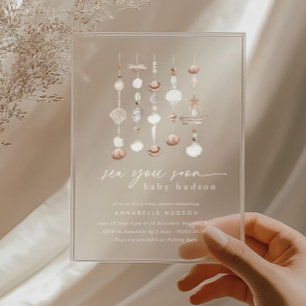 Invitations En Acrylique Sea You Bientôt Boho Beach Baby shower