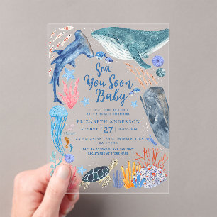 Invitations En Acrylique Sea You Soon Océan Animaux Garçon Baby Shower Invi