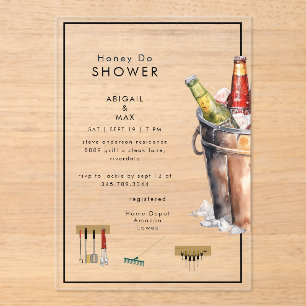 Invitations En Acrylique Seau de bière pour couples mariés Honey Do Shower