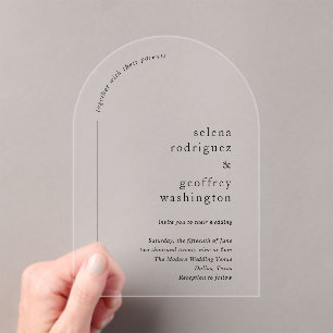 Invitations En Acrylique Selena minimaliste Arch Mariage moderne