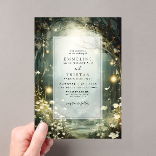 Invitations En Acrylique Sentier de fleurs de la forêt enchantée Mariage ve