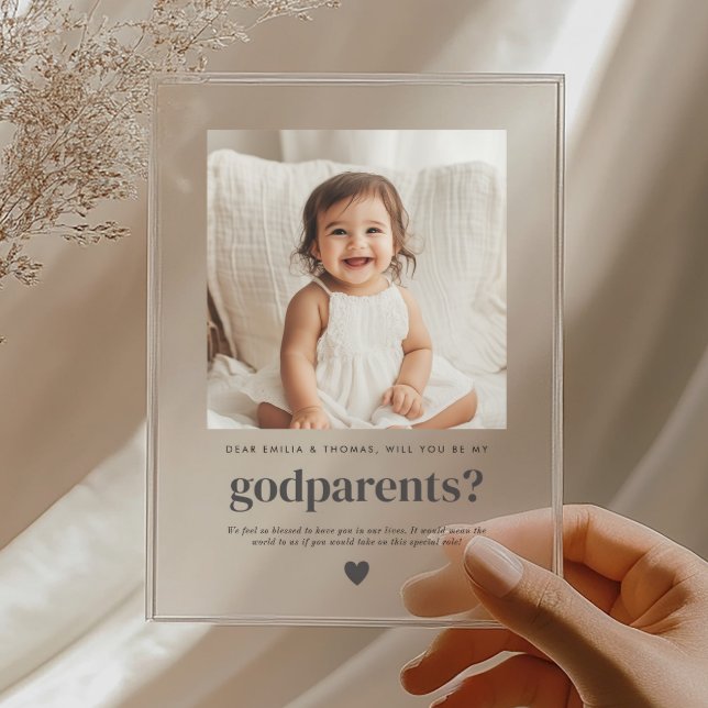 Invitations En Acrylique Serez-Vous Mes Parents - Proposition Photo (Zazzle Will You Be My Godparents Photo Proposal Acrylic Invitations)