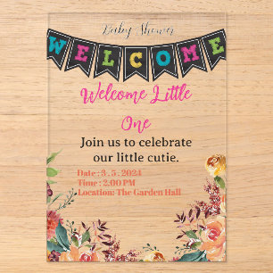 Invitations En Acrylique serviettes pour baby shower Little Cutie