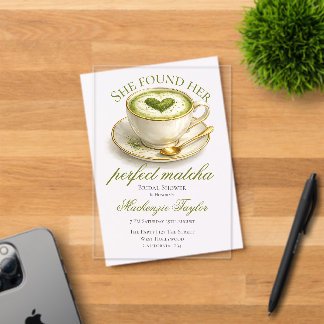 Invitations En Acrylique She Found Her Perfect Matcha Bridal Shower