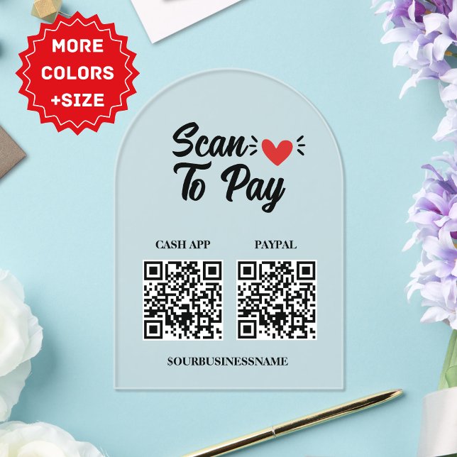 Invitations En Acrylique Signe d'analyse personnalisable pour payer - Boost (Customizable Scan to Pay Sign - Boost Your Small B Acrylic Invitations)