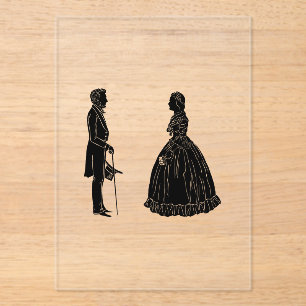 Invitations En Acrylique silhouette d'abraham lincoln et de mary todd linco