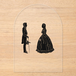 Invitations En Acrylique silhouette d'abraham lincoln et de mary todd linco