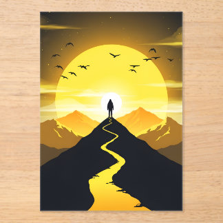 Invitations En Acrylique Silhouette de sommet de montagne avec un piédestal