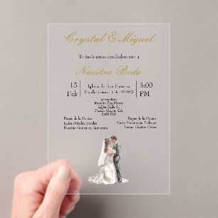 Invitations En Acrylique Silhueta de novia y novio