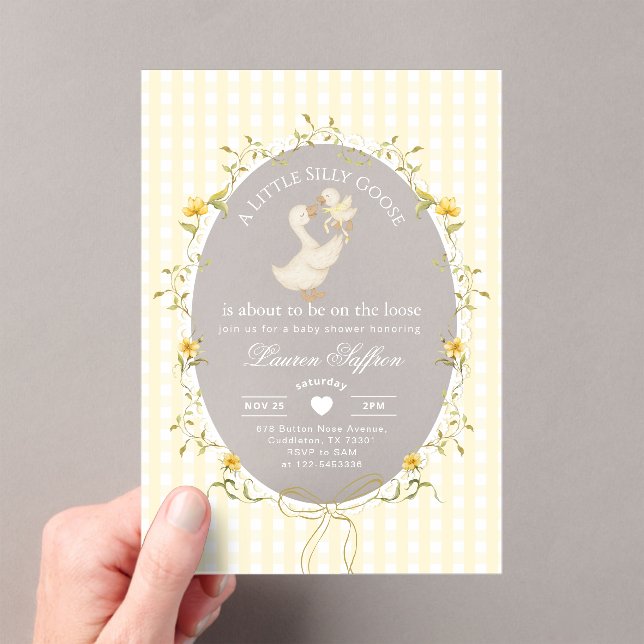 Invitations En Acrylique Silly Goose Gender neutral Whimsical Baby Shower (In situ (ordinateur de poche))