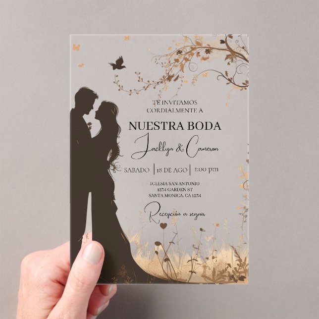 Invitations En Acrylique Silueta de novio y novia (In situ (ordinateur de poche))