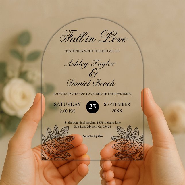 Invitations En Acrylique Simple Black and White Rustic Fall in Love Mariage (Créateur téléchargé)