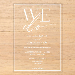 Invitations En Acrylique Simple Blanc Élégant Minimaliste NOUS NOUS MARIÉON