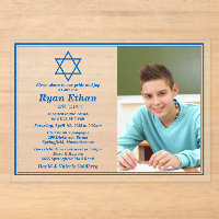 Simple Blue Star de David Photo Bar Mitzvah