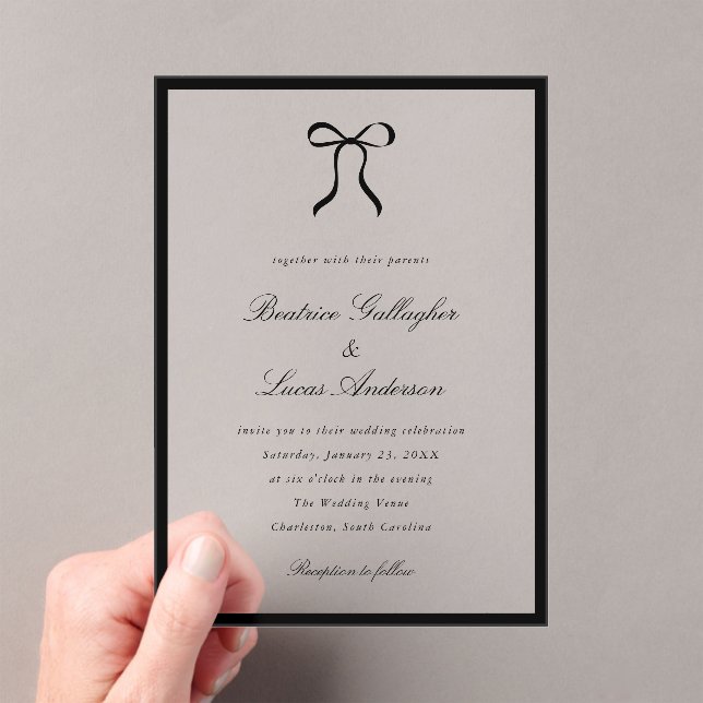 Invitations En Acrylique Simple Bow Classic Wedding (In situ (ordinateur de poche))