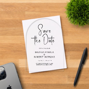 Invitations En Acrylique Simple Carte de sauvegarde de date à l'encre noire