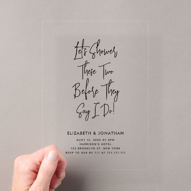 Invitations En Acrylique Simple couple de script prend une douche avant de  (In situ (ordinateur de poche))