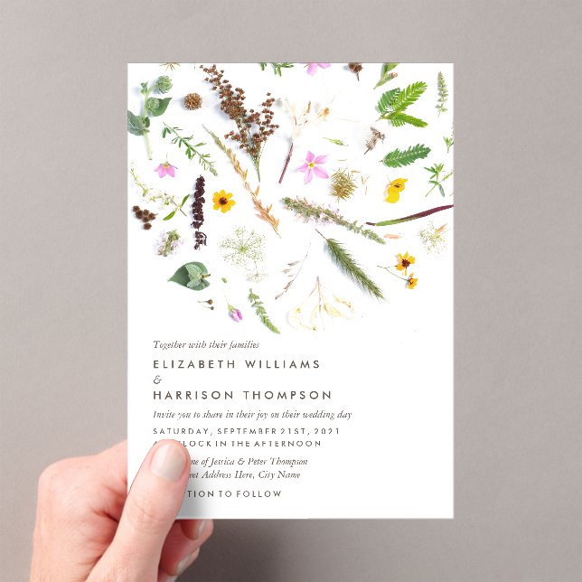 Invitations En Acrylique Simple Elegant Botanical Wild Flower Wedding (In situ (ordinateur de poche))