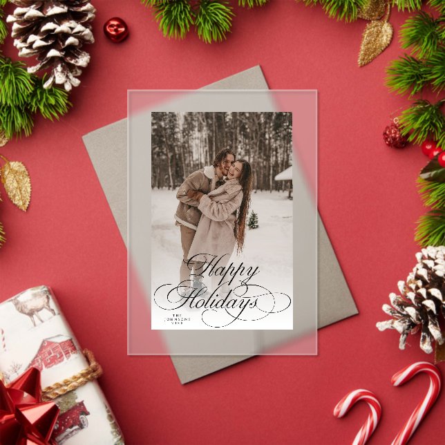 Invitations En Acrylique Simple Elegant Happy Holidays Photo Christmas Card (Insitu (vacances))