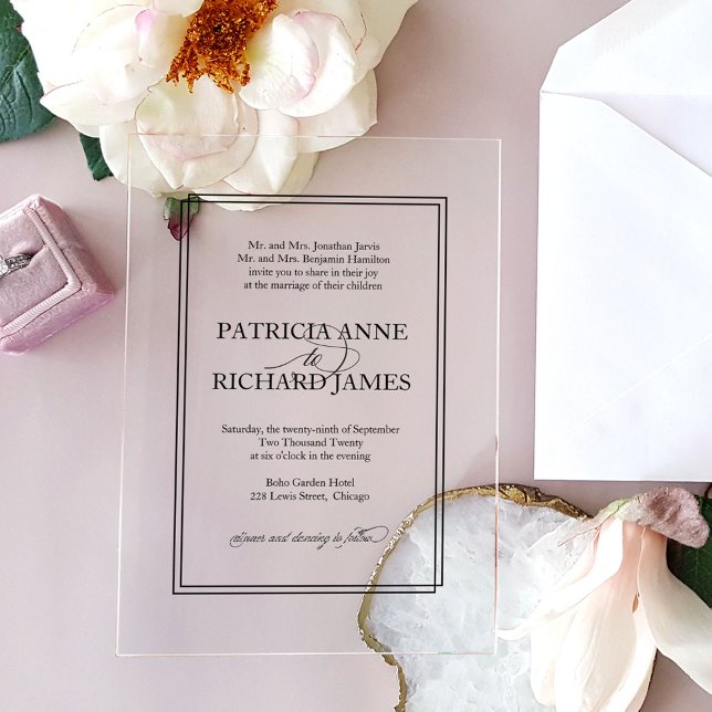 Invitations En Acrylique Simple Élégant Mariage Formel  (Créateur téléchargé)