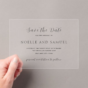 Invitations En Acrylique Simple Élégant Mariage Sauvegarder la Date