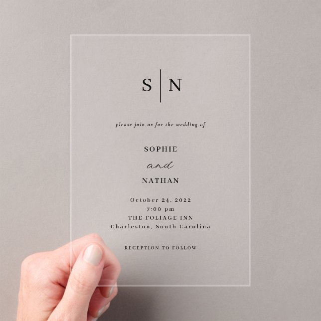 Invitations En Acrylique Simple Elegant Minimalist wedding  (In situ (ordinateur de poche))