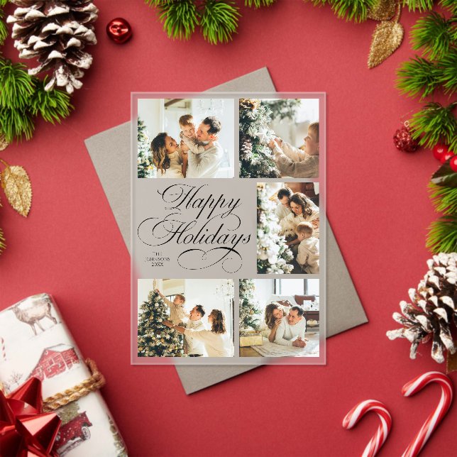 Invitations En Acrylique Simple Elegant Script Photo Collage Christmas Card (Insitu (vacances))
