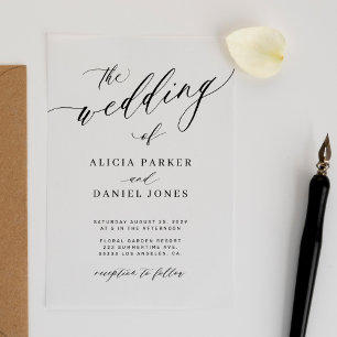 Invitations En Acrylique Simple élégante calligraphie clair mariage