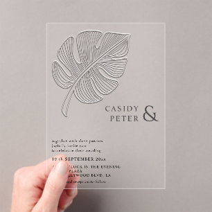 Invitations En Acrylique Simple feuillage de monstère tropicale en relief d