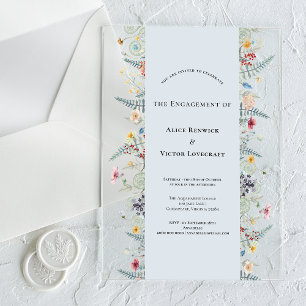 Invitations En Acrylique Simple Fougère de Fleur Sauvage Fête de Fiançaille