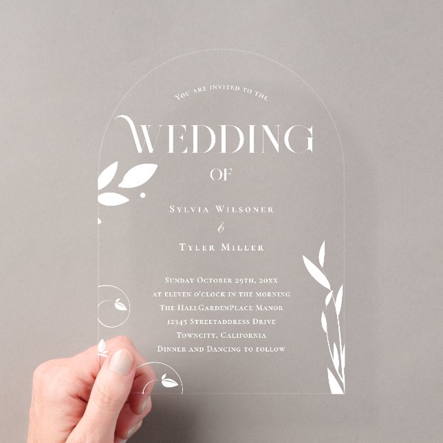 Invitations En Acrylique Simple Mariage Botanique (In situ (ordinateur de poche))