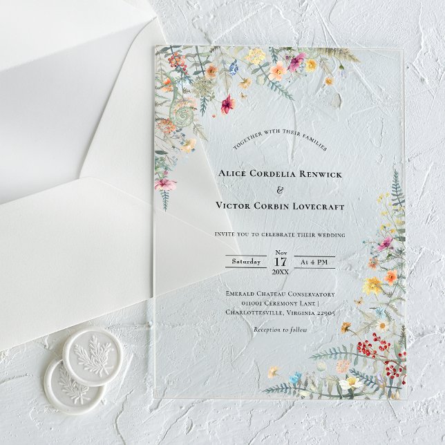 Invitations En Acrylique Simple Mariage Fleur de Fougère (Créateur téléchargé)