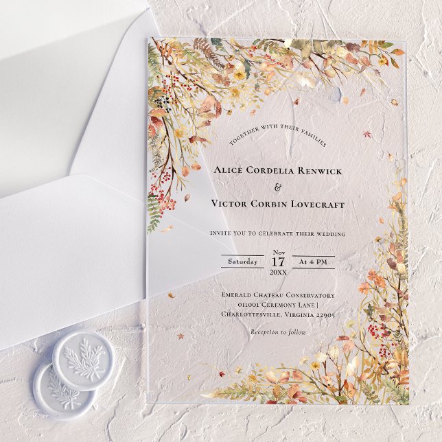 Invitations En Acrylique Simple Mariage Rustique d'Automne (Créateur téléchargé)