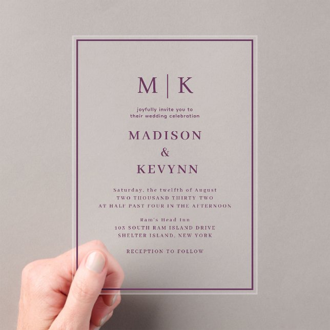 Invitations En Acrylique Simple minimaliste et chic | MARIAGE (In situ (ordinateur de poche))