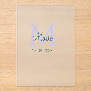 Invitations En Acrylique simple minimum ajouter nom monogramme violet vert 
