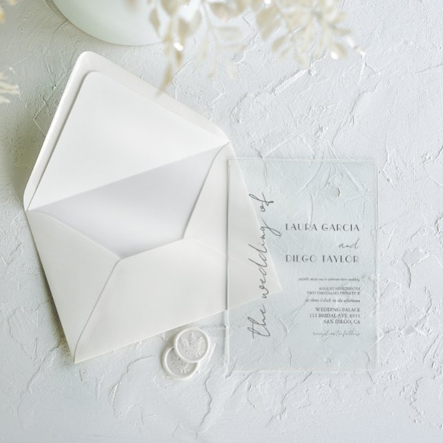Invitations En Acrylique Simple Modern Calligraphy Wedding (Créateur téléchargé)