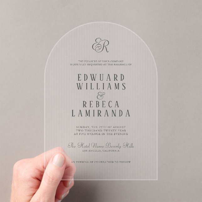 Invitations En Acrylique Simple Moderne Mariage à Rayures Verticales (In situ (ordinateur de poche))