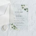 Invitations En Acrylique Simple Moderne Mariage Minimaliste Feuille Verte<br><div class="desc">Invitation de mariage en acrylique minimaliste moderne avec feuille verte</div>