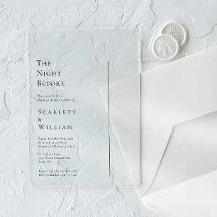Invitations En Acrylique Simple Moderne Mariage Minimaliste La Nuit Avant