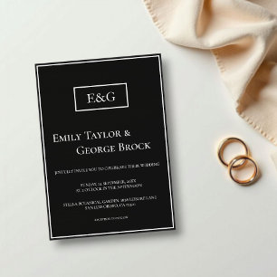 Invitations En Acrylique Simple Moderne Mariage Monogramme Noir Et Blanc