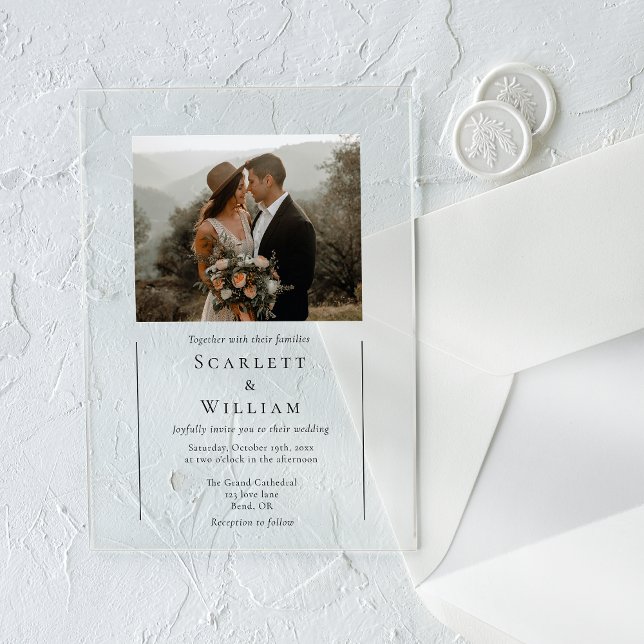 Invitations En Acrylique Simple moderne minimal Mariage photo classique (Créateur téléchargé)