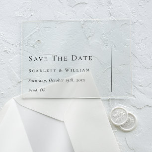 Invitations En Acrylique Simple moderne minimal Mariage plat Enregistrer la