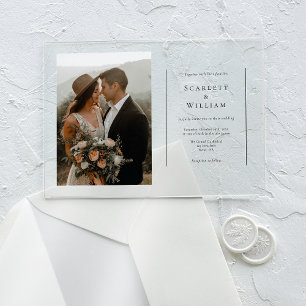 Invitations En Acrylique Simple Moderne Minimaliste Horizontal Mariage Phot