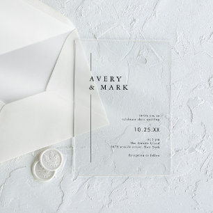 Invitations En Acrylique Simple Moderne Minimaliste Mariage Transparent